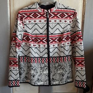 Phool Southwestern Red and Black Zip Up Blazer
